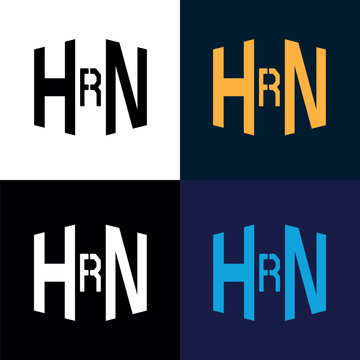 HRN letter logo design. Color variation letter logo set in one artboard. HRN minimalist and classic logo Pro Vector