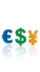 Obraz premium A graphic illustration of three currency symbols