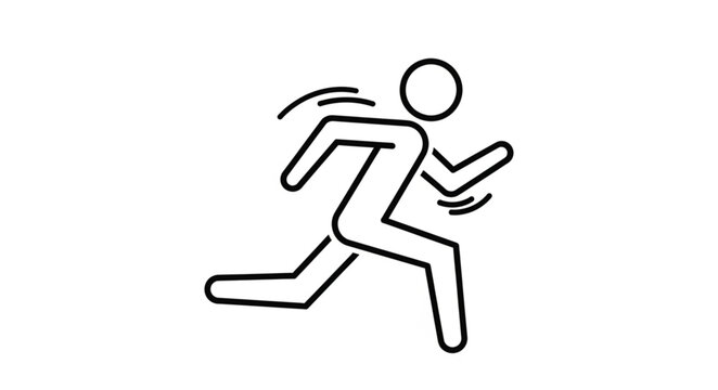 Line Drawing of a Person Running with Motion Blur.