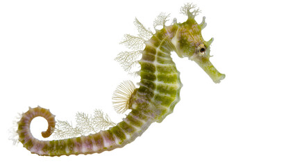 Stunning green seahorse with intricate coral-like features and beautiful textures © Elvin
