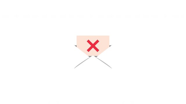 Animation Motion Email Error Icon With Rejected Message Inside Open Envelope On Alpha Background