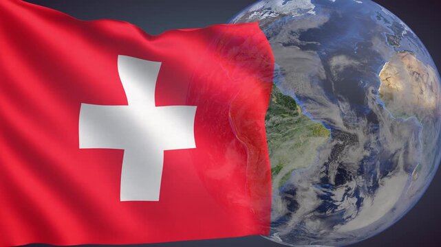 Switzerland flag  waving animated seamless loop