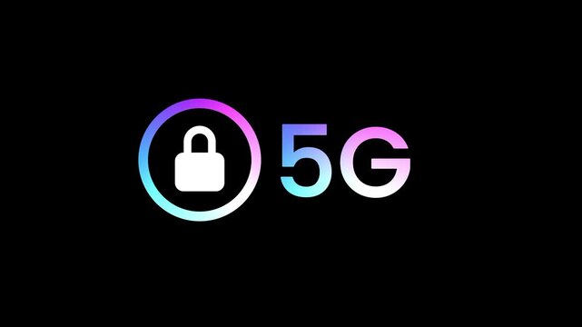 A small padlock icon is placed to the left of the five G text to represent the advanced security features and encryption of the high speed network