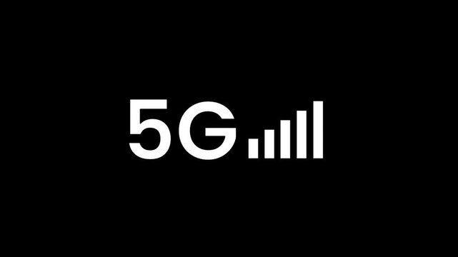 The five G text is shown next to four vertical bars of increasing height that indicate a full and strong wireless signal strength for mobile devices