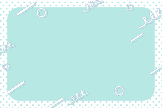 Pop art comic background with dots and geometric wavy shapes, mint green vector frame