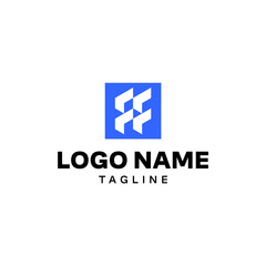 Fototapeta premium Modern Minimalist Blue Square Geometric Letter F Logo Template
