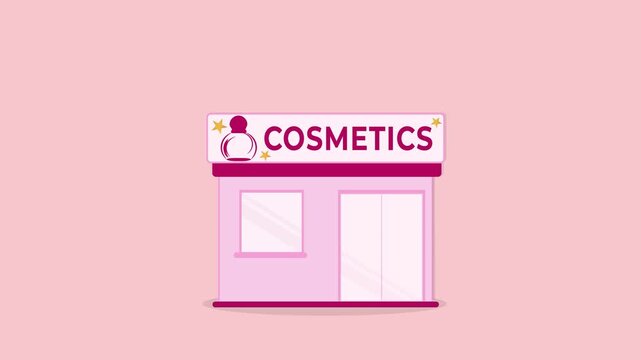 Cosmetics store building with beauty sign. Makeup shop exterior