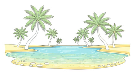 Obraz premium Tropical palm trees on sandy beach.