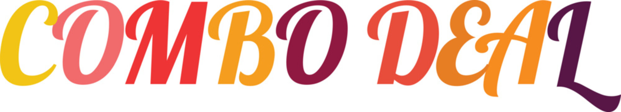 Combo deal text for promotional offer colorful script font isolated on transparent background marketing graphic asset.