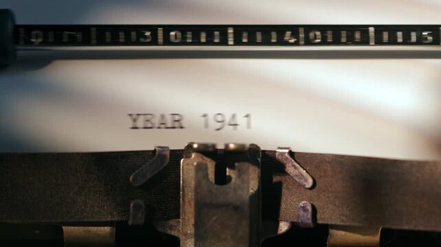 Typewriter showing the year 1941 on paper, capturing a moment in history and the feel of vintage technology