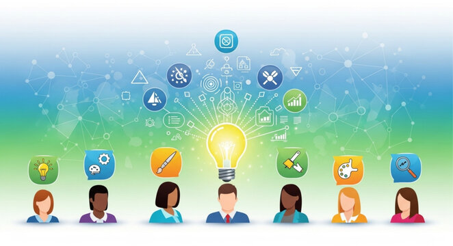 Diverse Team Collaboration and Innovation with Central Idea.