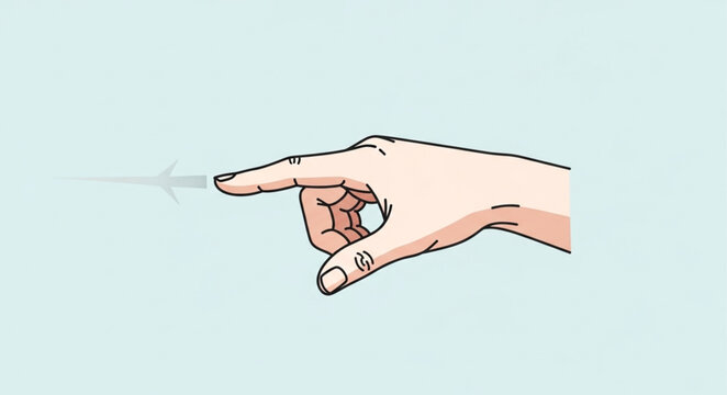 Illustration of a hand pointing or directing towards something.