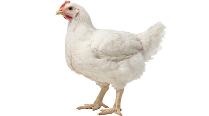 Fototapeta premium Standing White Hen Chicken Isolated on Transparent Background