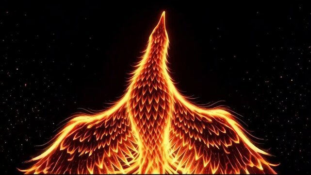 Majestic Phoenix Bird Rising from Flames
