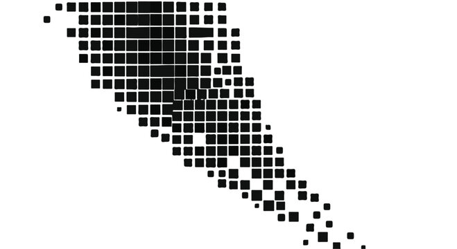 Abstract digital pattern of dissolving squares creating a dynamic, fragmented effect