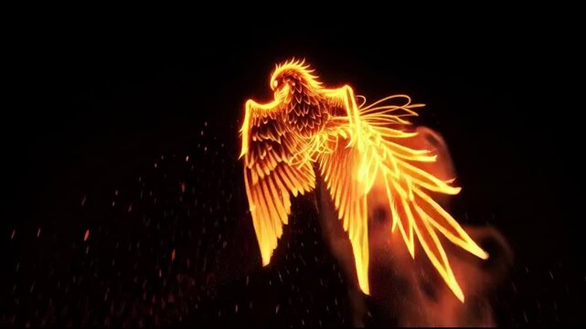 Majestic Fire Phoenix Rising with Glowing Wings and Embers