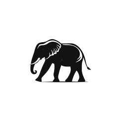 Fototapeta premium Elephant Silhouette Vector Walking Design - Africa Wildlife Graphic Black and White Illustration Logo, Symbol, Icon, Template Design Element for Print, Branding, Tattoo Art and Decoration