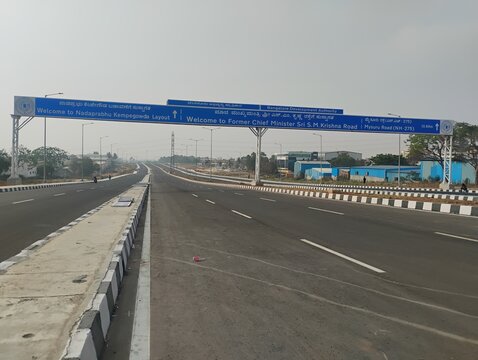 Closeup of beautiful view of the former Chief Minister of Karnataka SM Krishna Road. He is a prominent Indian politician.