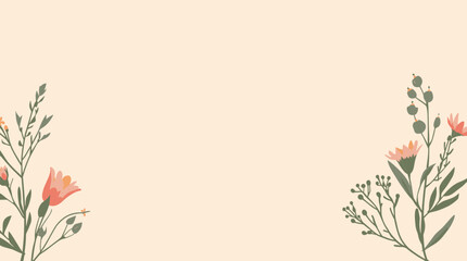 Fototapeta premium A serene and modern illustration of plant leaves on a soft background, evoking a sense of calmness and simplicity.