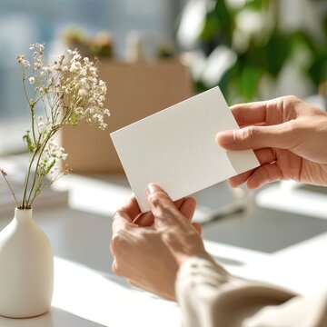 supportive team culture scene in an office: one adult colleague (unrecognizable, back view) placing a small plain card envelope (no text) next to a simple