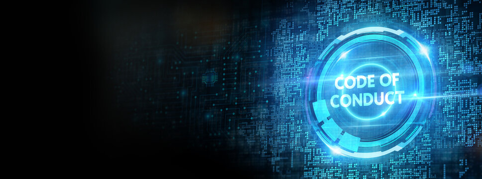 Business, Technology, Internet and network concept. Virtual screen of the future: Code of conduct. 3d illustration