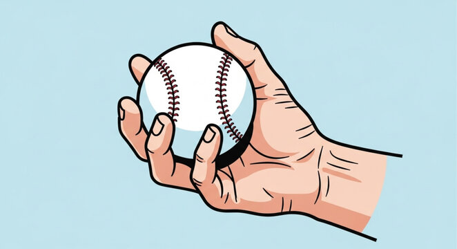 Hand Holding a Baseball Ready to Throw.