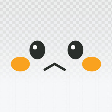 Cute kawaii vector face with blushing orange cheeks and a sad, pouting expression. This minimalist character design is perfect for emojis, stickers, and modern social media graphics.