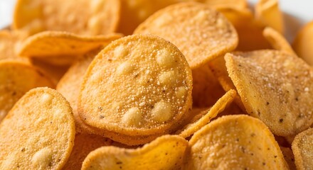 Obraz premium Barbecue Ranch Corn Chips Crunchy Seasoned Bites, Tangy Smoky Snack, Gourmet Party Food, Bold Flavorful Chips, Crisp Golden Texture, Homemade Snack Photography, Savory Southwest Concept