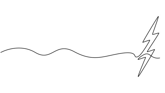 Continuous drawing of lightning with one line. Independent drawing of animated lightning lines. Conceptual video, Self drawing line animation Lightning Thunderbolt Electric continuous one single line 