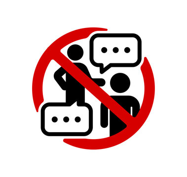 No talking (prohibition sign)  warning pictogram icon vector illustration