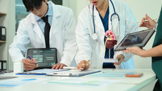 Meeting team of doctor and medical staff Consultation about the treatment of heart disease, pneumonia, gastrointestinal and stomach diseases. and osteoporosis at hospital