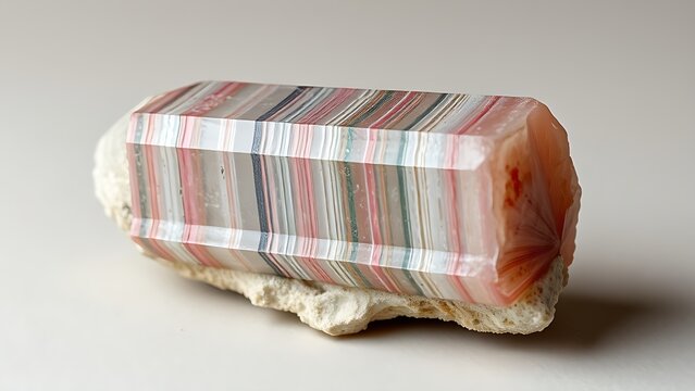 corundum. A rough, barrel-shaped corundum crystal specimen with natural striations. STEM education sheets, lab safety posters, designed for STEM education and laboratory safety posters.