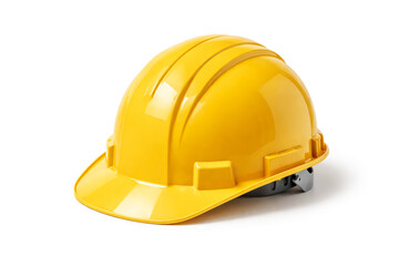 Fototapeta premium A bright yellow hard hat, a quintessential piece of safety equipment essential for construction and industrial work environments, offering robust head protection