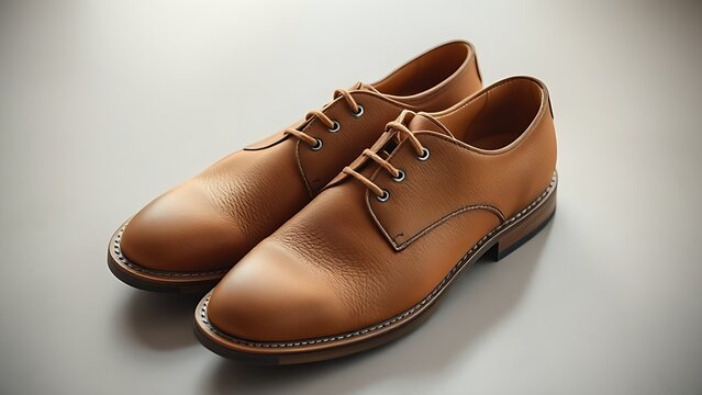 nubuck. A pair of light brown nubuck leather shoes showing fine texture and patina. lifestyle magazines, social media lookbooks, designed for lifestyle magazines and social media content.