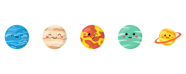 Cute Kawaii Planets Solar System © Glope Studio