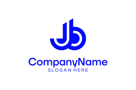 Initial Letter JB Monogram Blue Line Modern Simple Minimalist Vector Logo Design Illustration