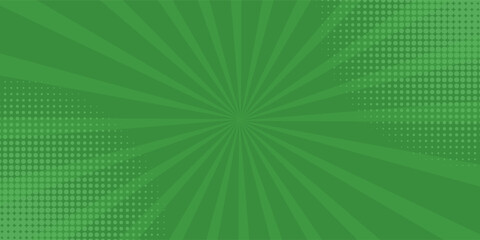Bright green rays background. Comics, pop art style. Vector illustration © ibra