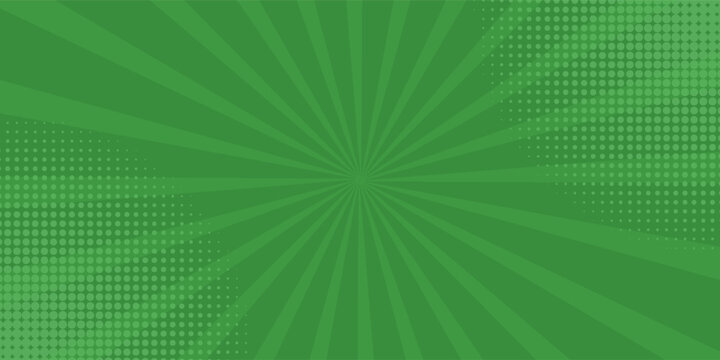 Bright green rays background. Comics, pop art style. Vector illustration