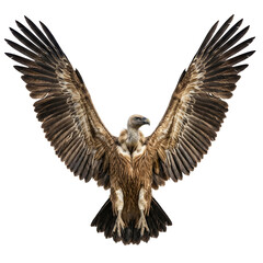 Fototapeta premium A vulture spreading its massive wings wide, sharp focus, ultra-detailed feathers, isolated on transparent background