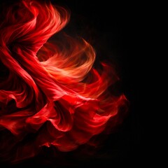 Fototapeta premium Flowing red fabric in abstract style in vibrant red and black colors depicting an authentic flamenco dancer movement blur.