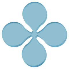 Naklejka premium 3D Blue Glass Abstract Three Petal Clover Shape