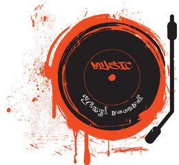 grunge Vinyl record. music, grunge illustration design, illustration grunge, Music elements design, street art graffiti vector.eps © Sukman