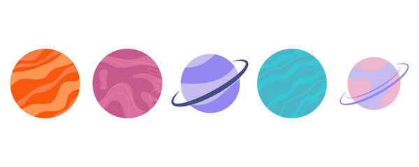 Colorful Planets Set Illustration © Perspectiva
