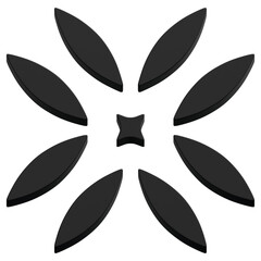 Obraz premium 3D Black Leaf Radial Floral Abstract Shape