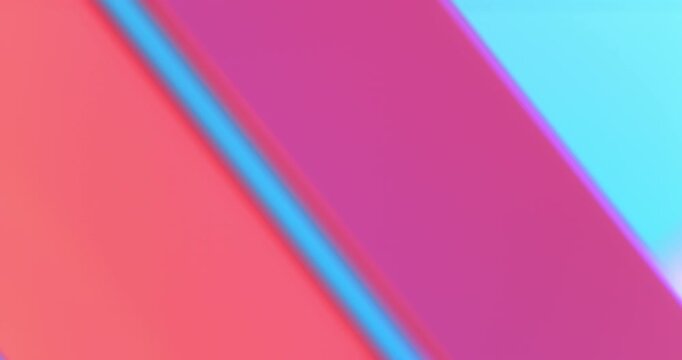 Colorful Gradient Stripes. Abstract video with smooth flowing bands in blue, pink, orange and yellow gradients. Lots of different colors and tones. In the style of light leaks - real effect.