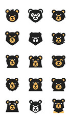 Obraz premium Stylized black bear head illustrations on dark background