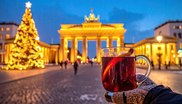 Warm Mulled Wine at Berlin's Brandenburg Gate Christmas Market