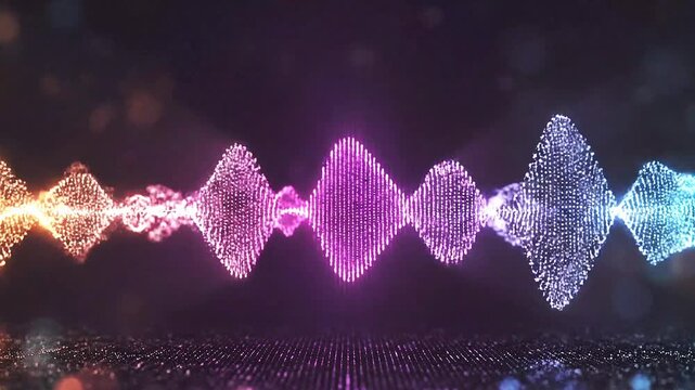 Abstract digital sound wave visualization with glowing particles 4k video