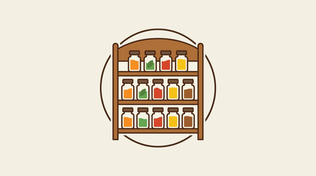 Spice Rack With Colorful Jars on Cream Background