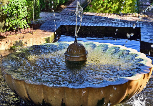Granada, giardini, roseti e fiori del complesso del Generalife dell'Alhambra, Andalusia, Spagna